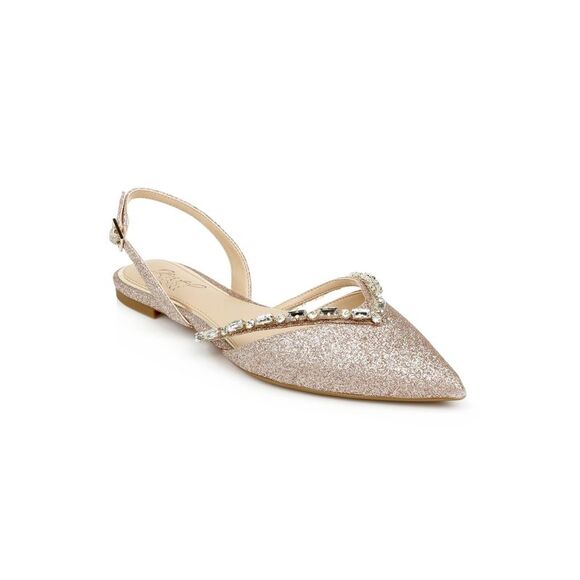 JEWEL BADGLEY MISCHKA Shoes - JEWEL BADGLEY MISCHKA Womens Pink Slingback Gem Camden Pointed Toe Flats 9